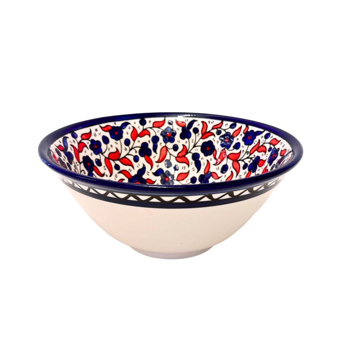 Ceramic Serving Bowl (9.5") - Red and Blue