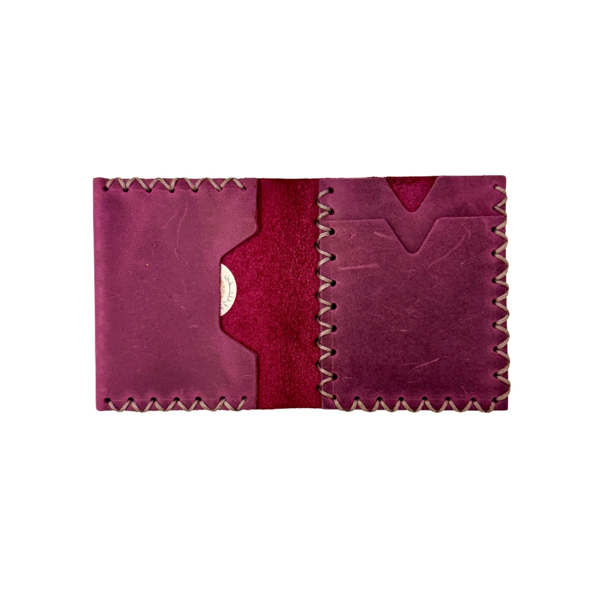 Leather Vertical Bi-Fold Wallet (Small) - Plum