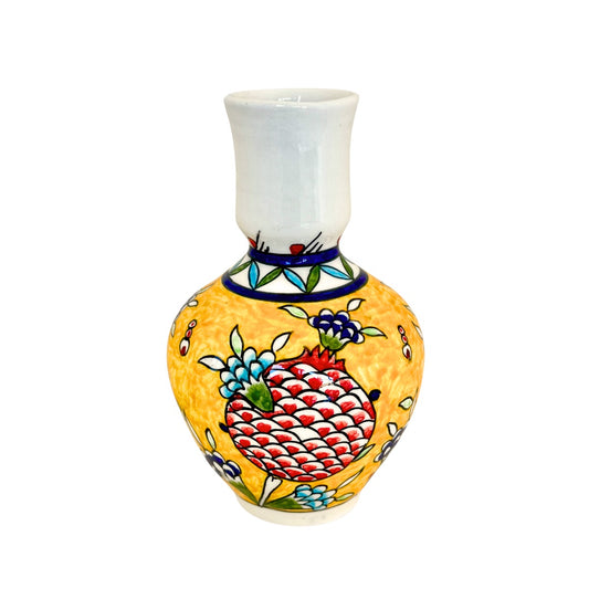 Ceramic Vase (7.5") - Pomegranate, Yellow