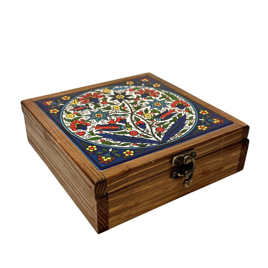 Wood & Ceramic Tile Box - Divine Tulip