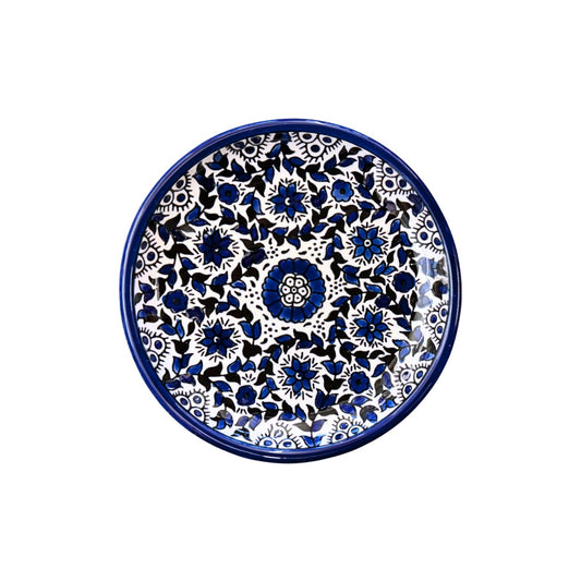 Ceramic Round Plate (5.5") w/Rim - Blue Vine