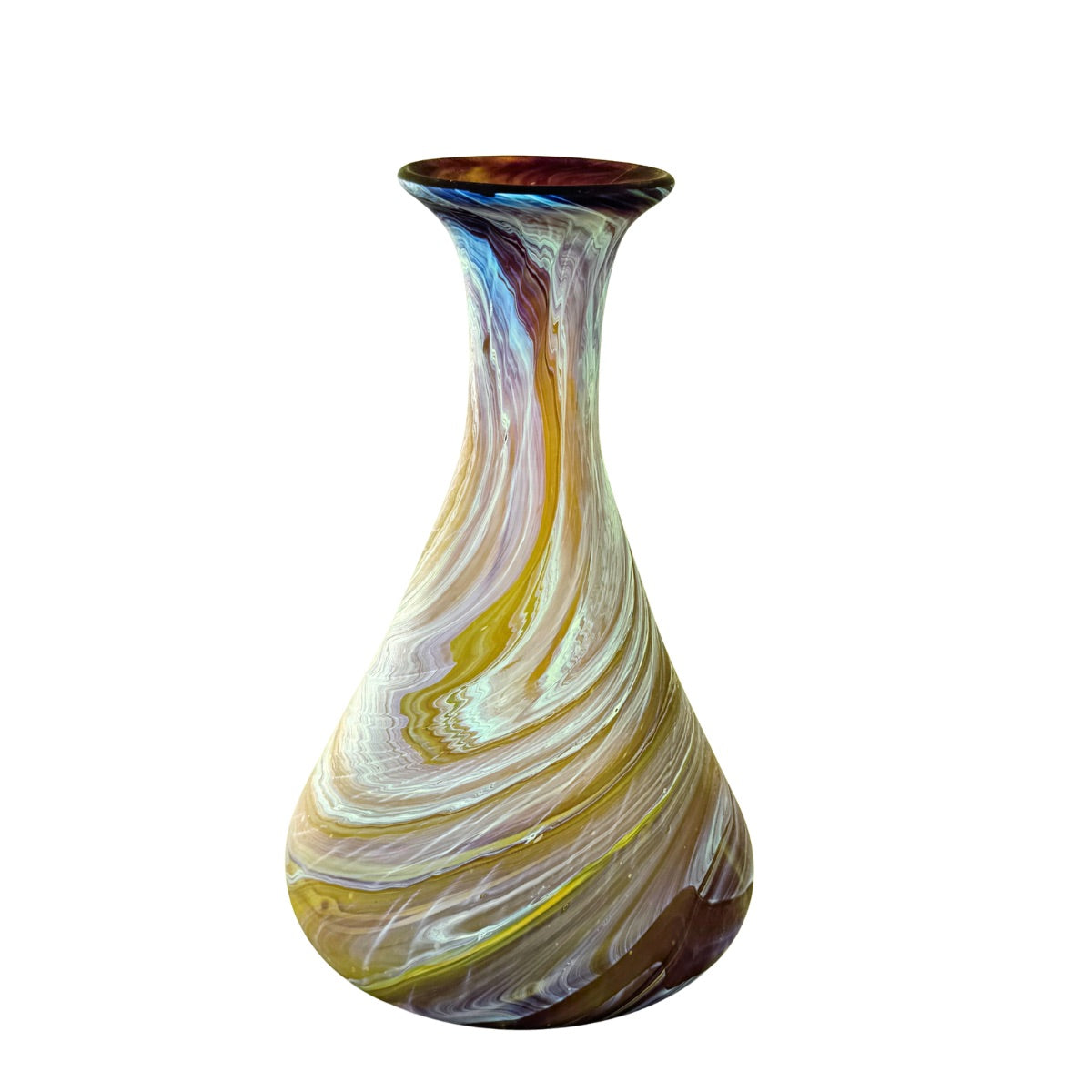 Phoenician Glass Vase (9”) - Amber Swirl