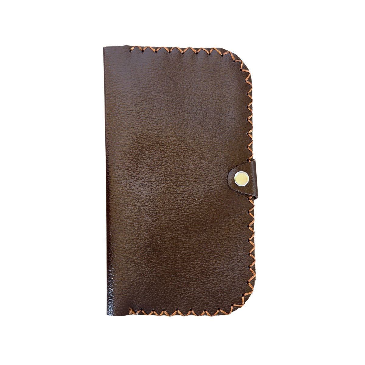 Leather Bi-Fold Snap Wallet - Brown