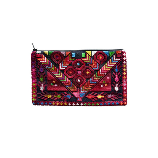 Embroidered Hand Purse - "V" Red