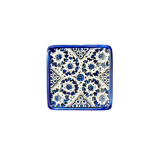 Ceramic Square Dish (4") - Blue Vine
