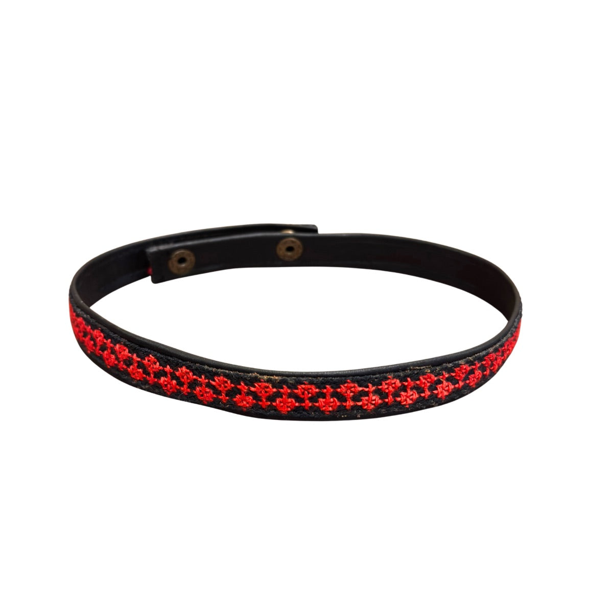 Embroidered Wrap Bracelet/Choker - Red