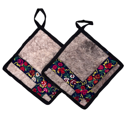 Embroidered Felt Pot Holders (Set of Two)