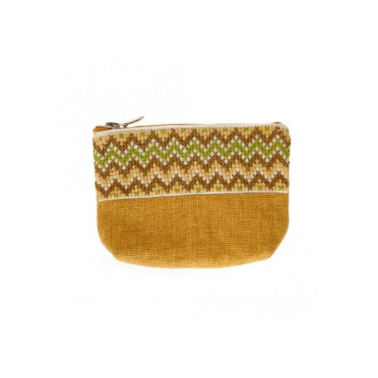 Embroidered Coin Purse - Saffron ZigZag