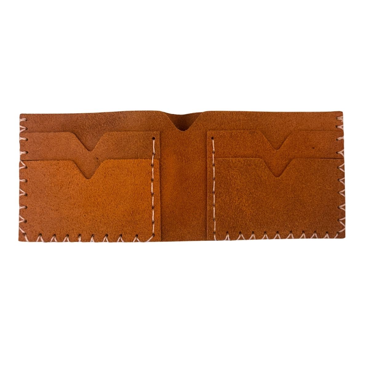 Leather Suede Bi-Fold Wallet (Large) - Camel