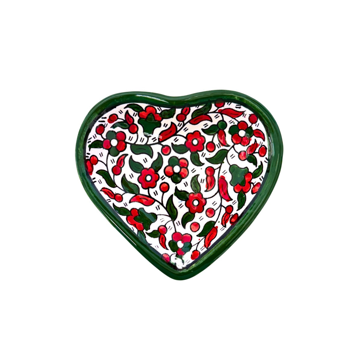 Ceramic Heart Dish (5") - Red & Green