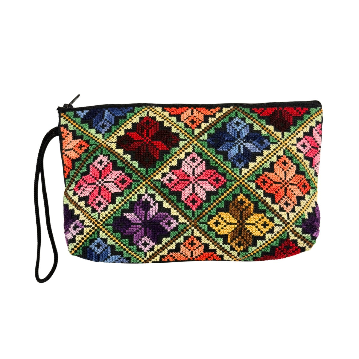 Embroidered Pouch w/Zipper - Multicolor