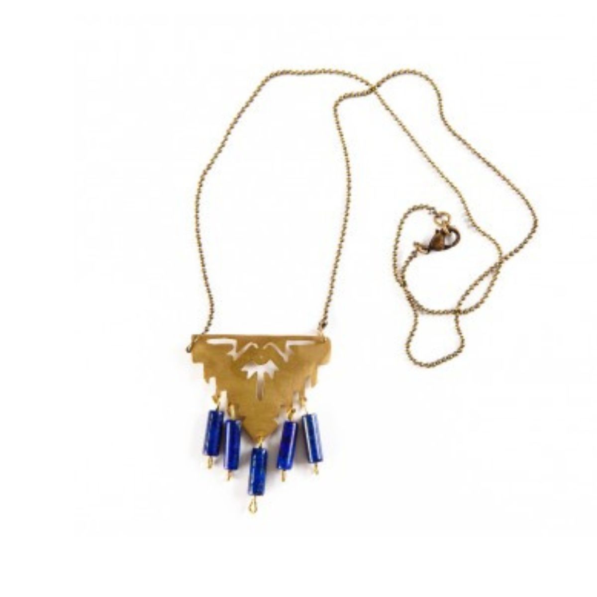 Bedouin Beaded Brass Necklace - Henna