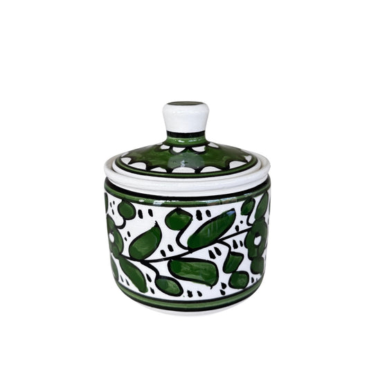 Ceramic Jar w/Lid (4”) - Olive