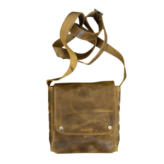 Leather Cross Body (Two Snap) - Khaki