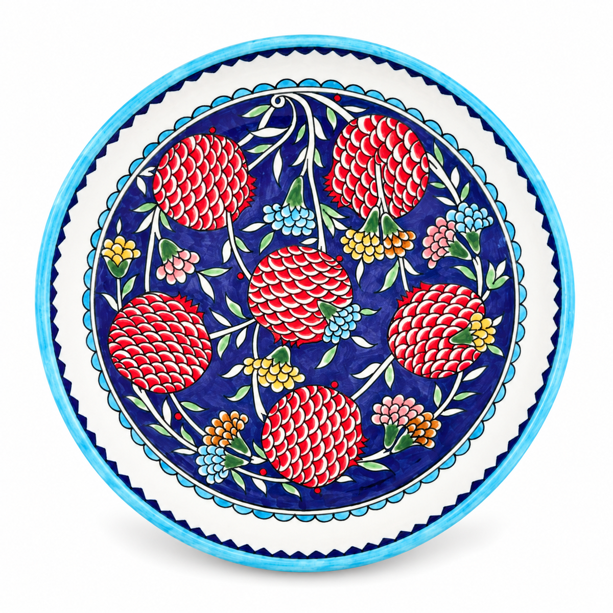 Ceramic Shallow Serving Bowl (11") - Pomegranates