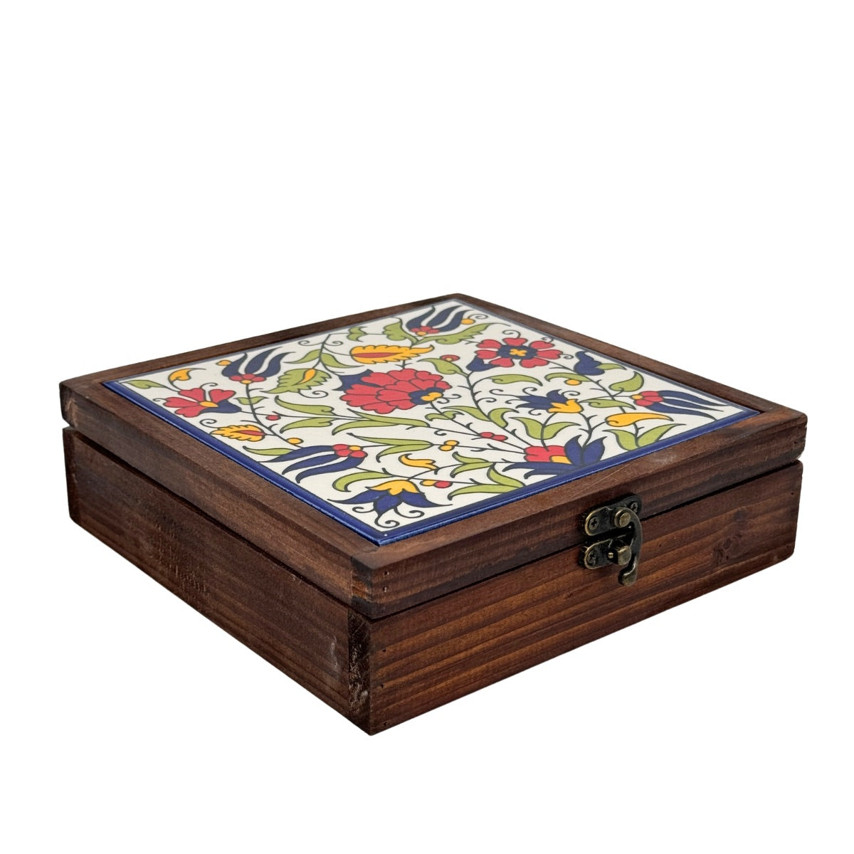 Tile Box Wood & Ceramic Tile Box - Jerusalem Spring – Shop Palestine