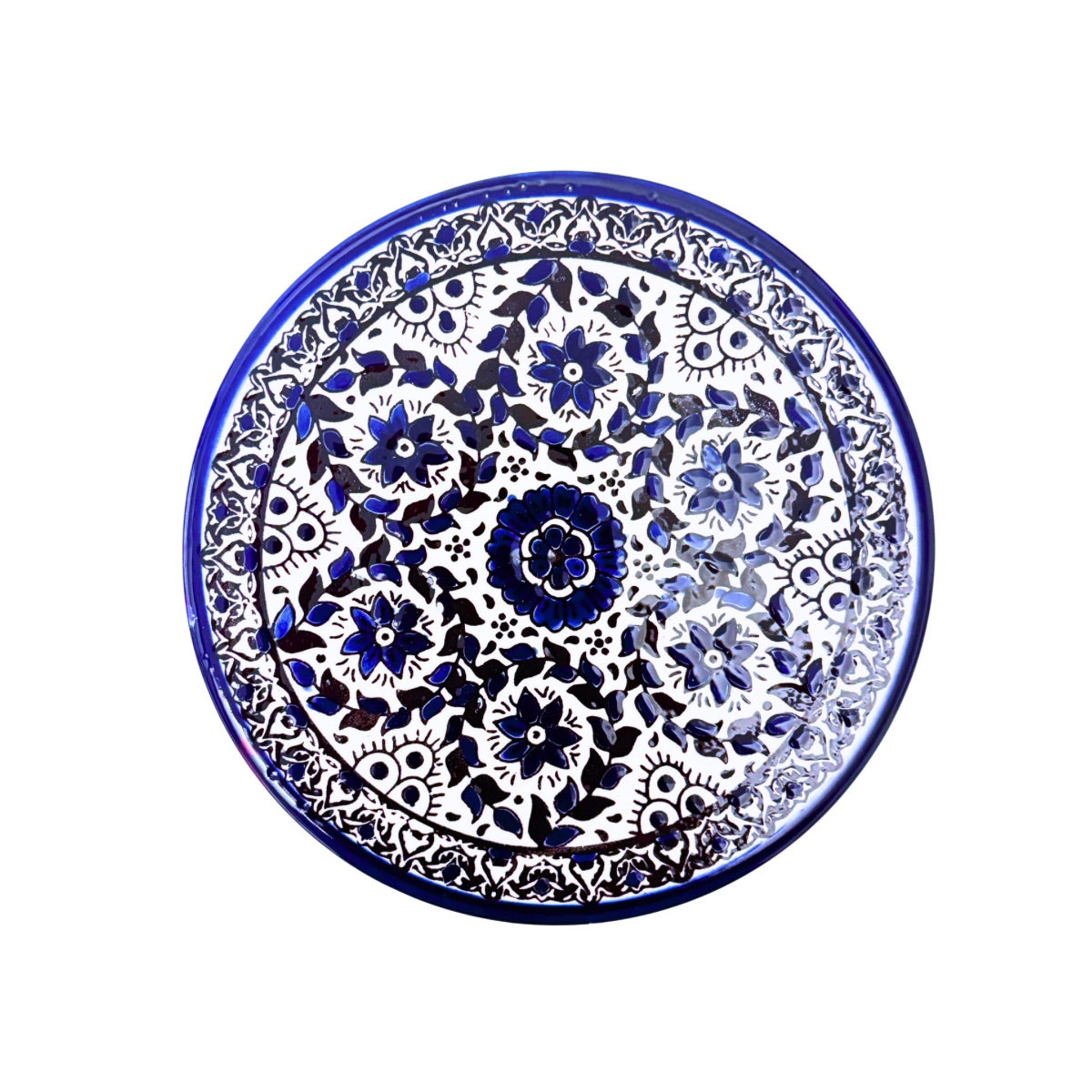 Ceramic Round Plate (8”) - Blue Vine