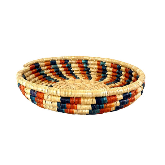 Basket by Women in Salfit (15") - Blue and Orange Swirl
