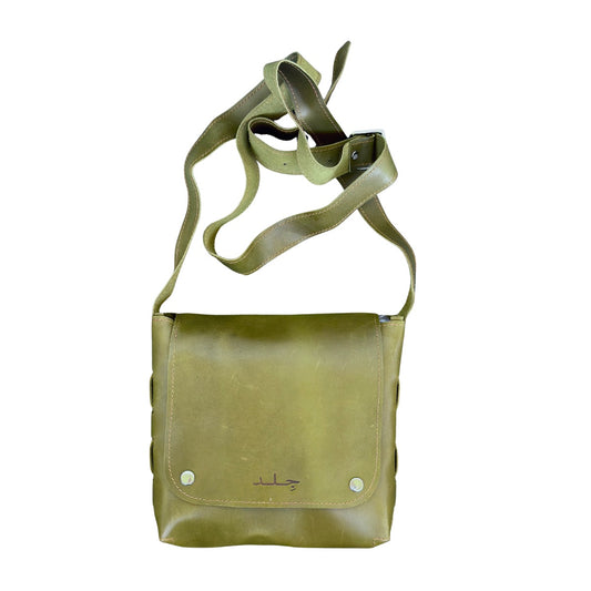 Leather Cross Body (Two Snap) - Olive