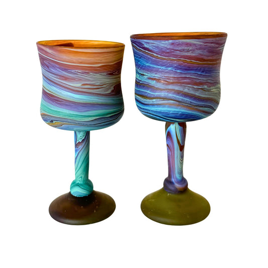 Phoenician Glass Goblets (Set of 2) - Amber