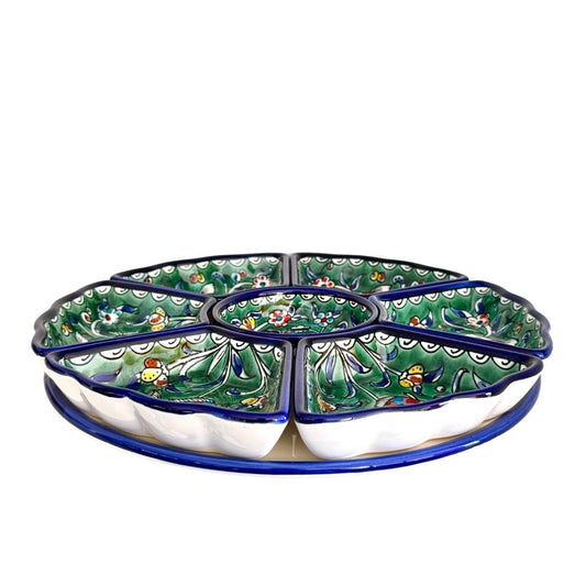 Ceramic Sectional Serving DIsh (13”) - Green Fish