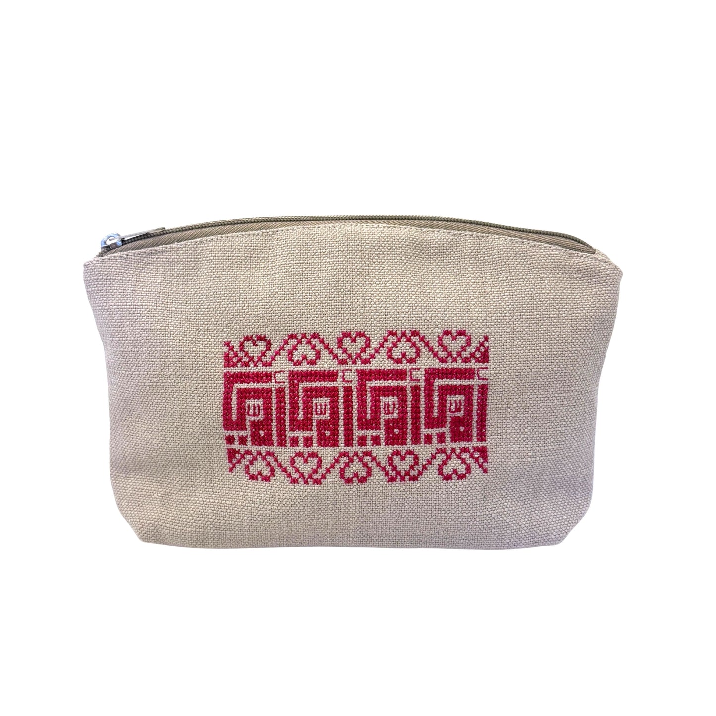 Embroidered Linen Pouch (Natural) - Ummi