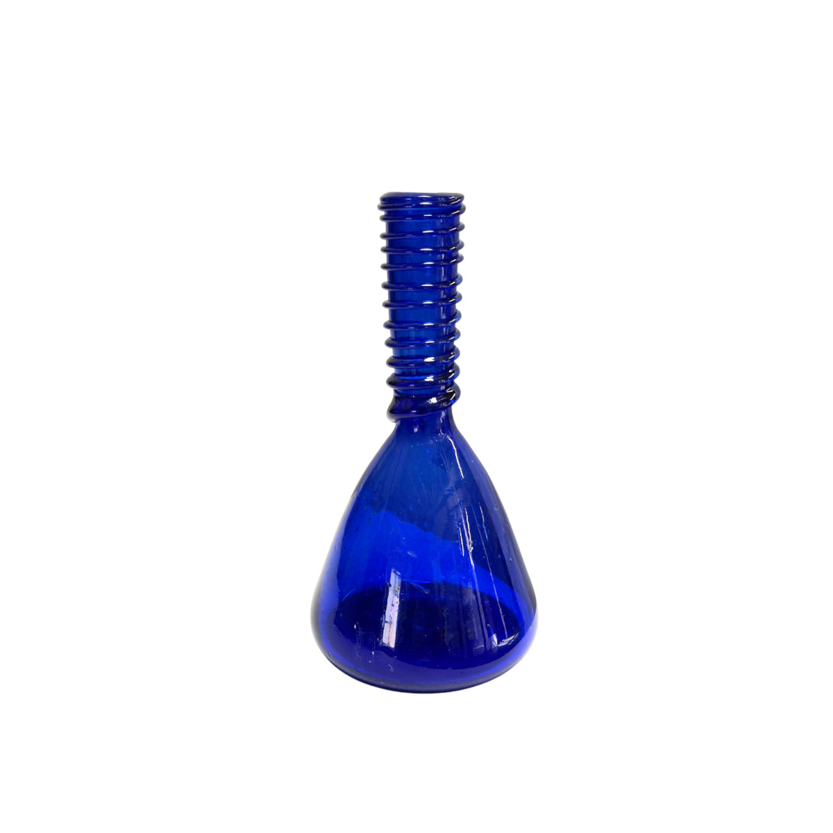 Glass Vase (6”) - Sapphire Ribbed