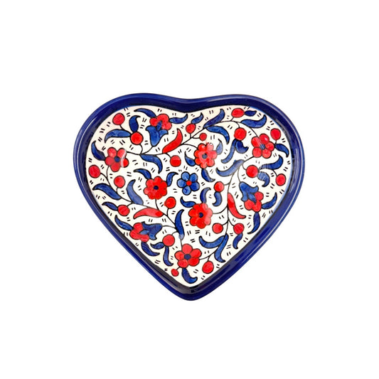 Ceramic Heart Dish (5") - Red & Blue