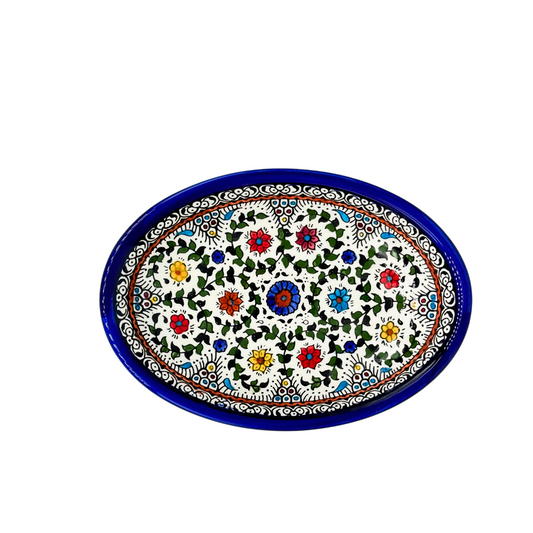 Ceramic Oval Dish (9") - Multicolor Vine