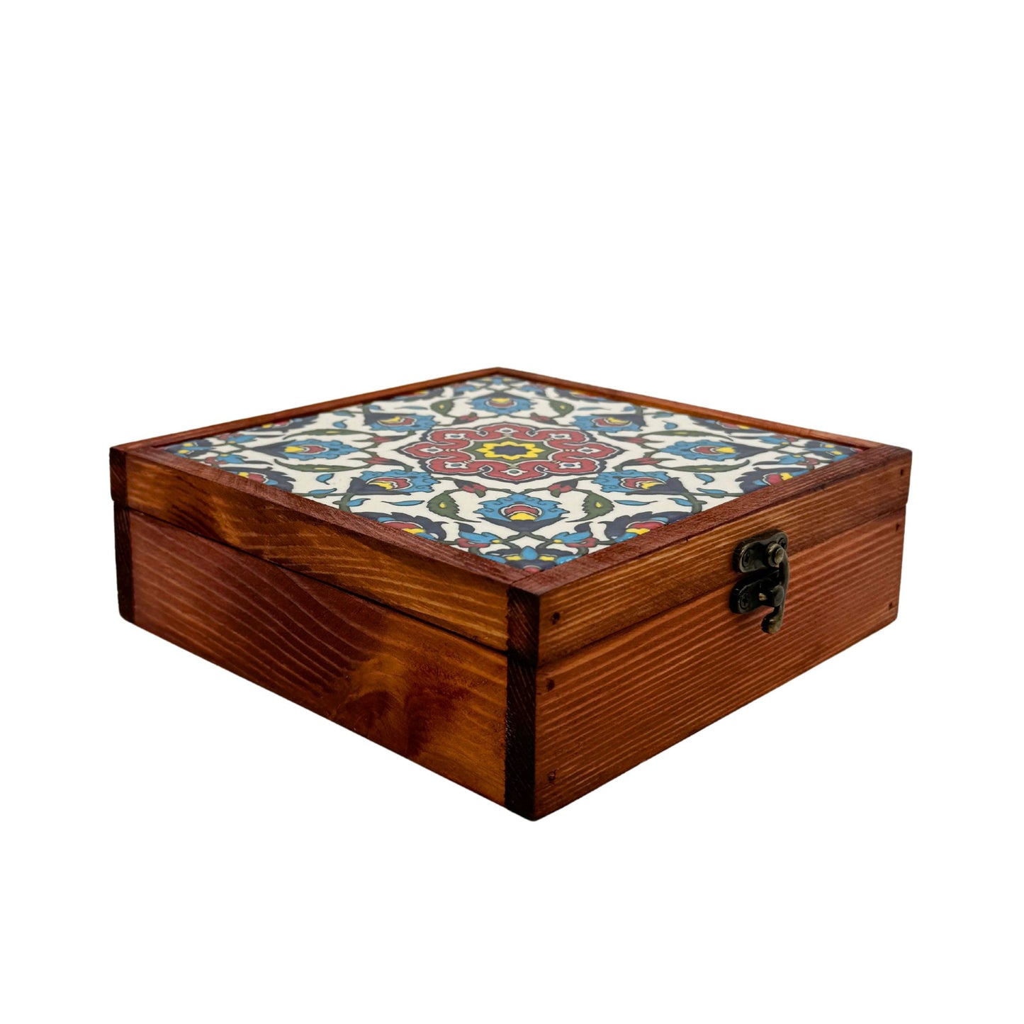 Wood & Ceramic Tile Box - Iznik