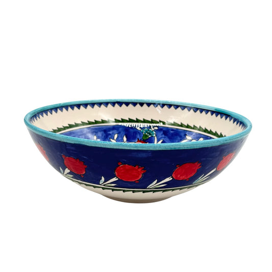 Ceramic Serving Bowl (10”) - Blue w/Pomegranates
