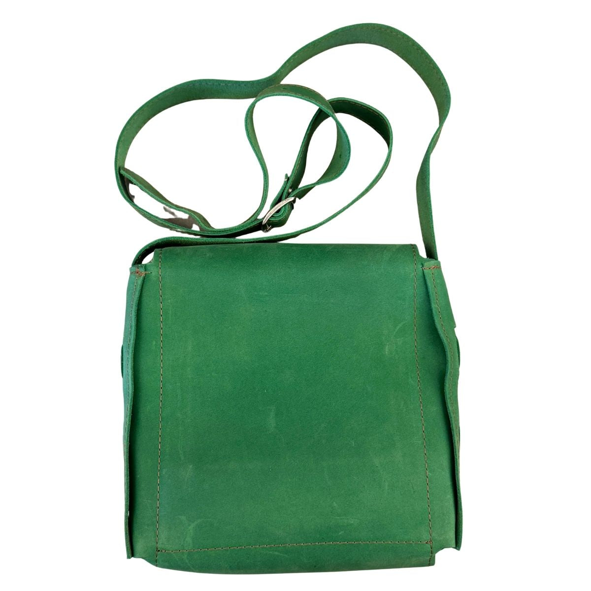 Leather Cross Body Bag - (Two Snap) Green