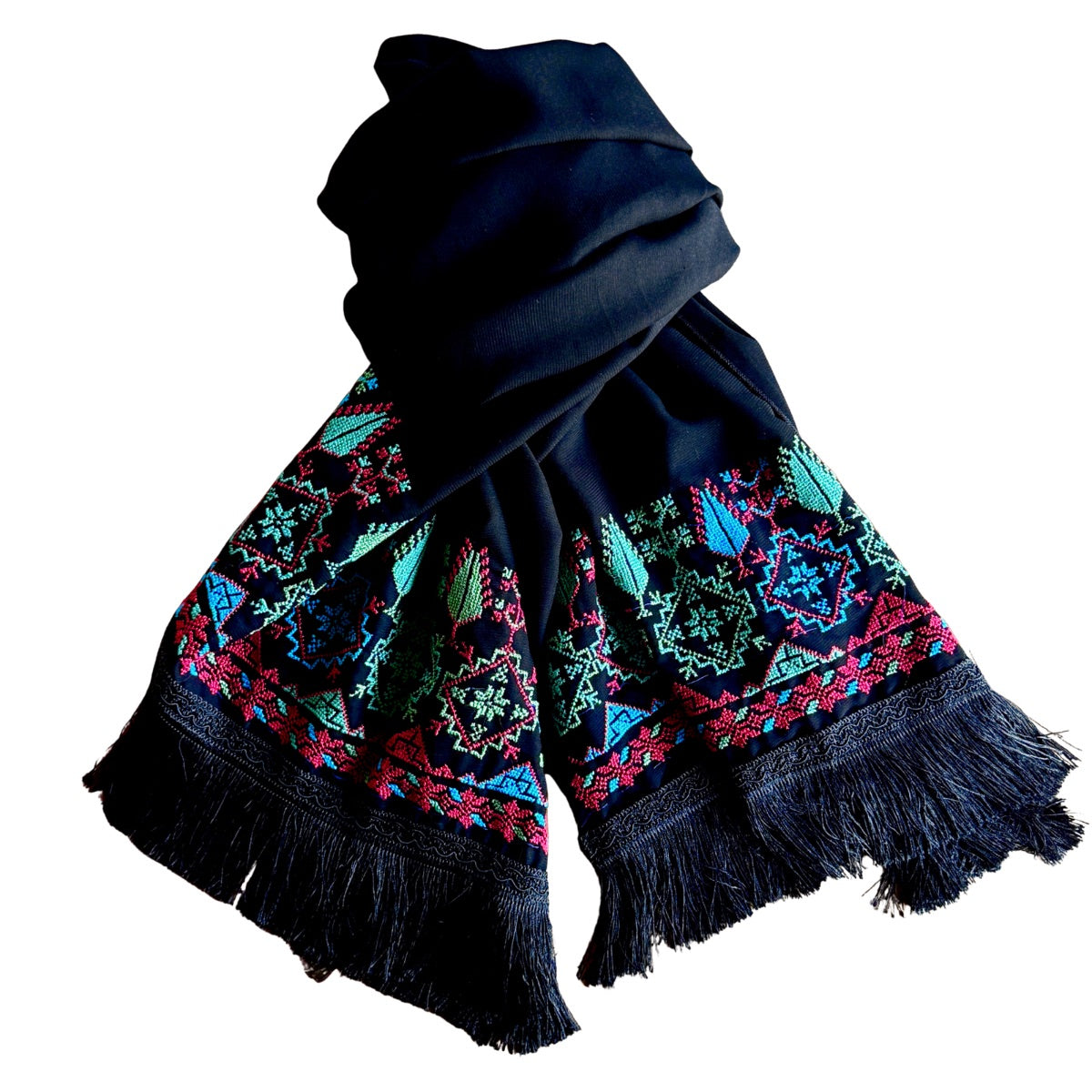 Embroidered Shawl - Green & Blue Saru