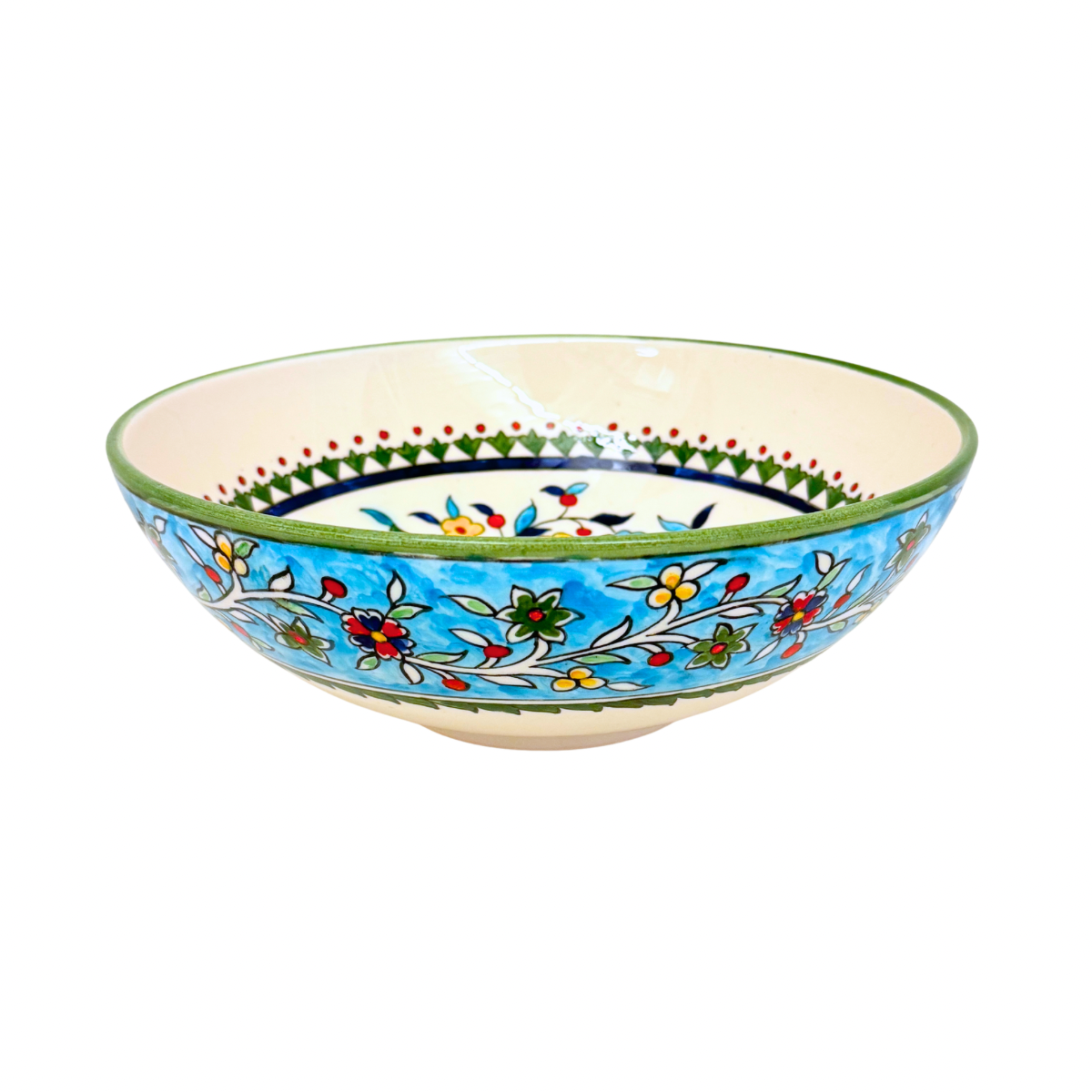 Ceramic Serving Bowl (10”) - Aqua, Floral
