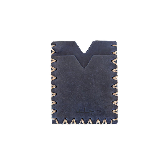 Leather Vertical Card Holder - Dark Blue