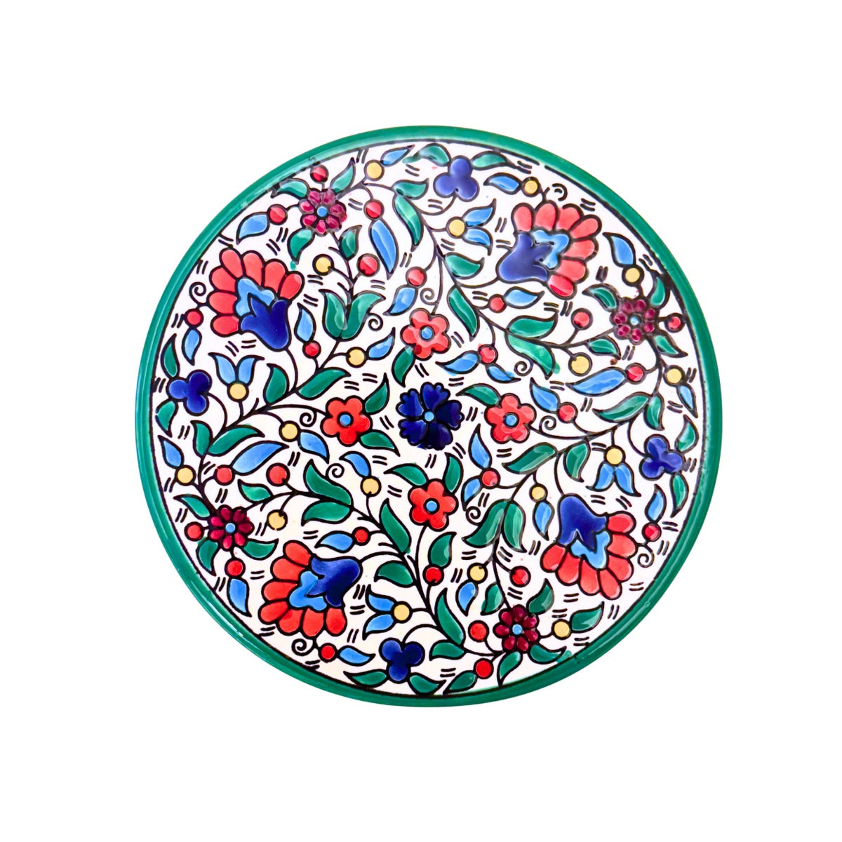Ceramic Round Plate (8.5”) - Teal Multicolor