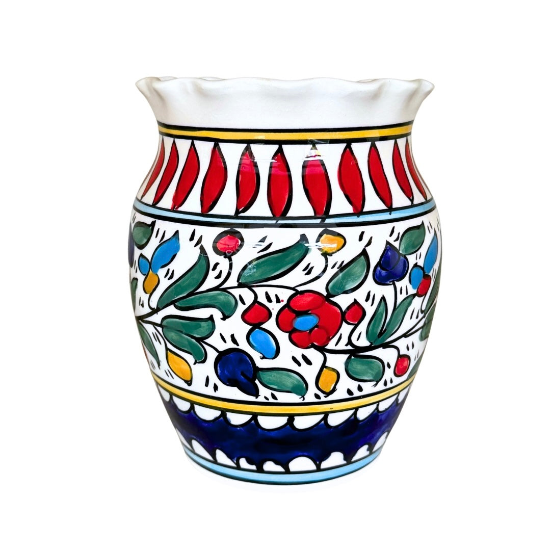 Ceramic Flower Pot  (8") - Fluted Multicolor