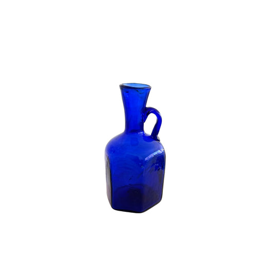 Hebron Glass Vase/Pitcher W/ Handle (6”) - Sapphire