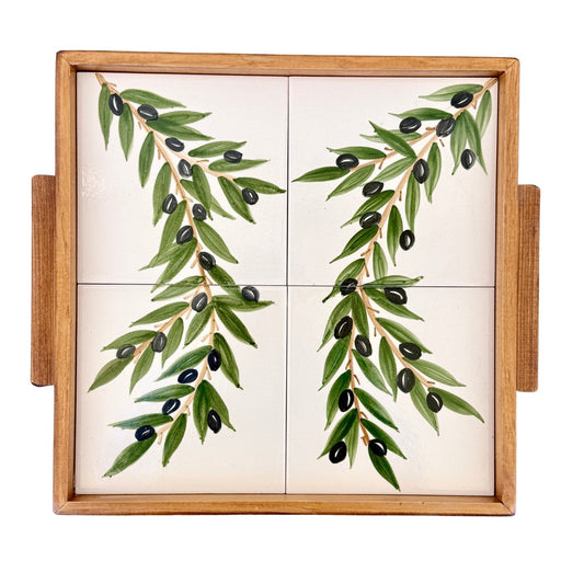 Ceramic and Wood Serving Tray - Zeitoun