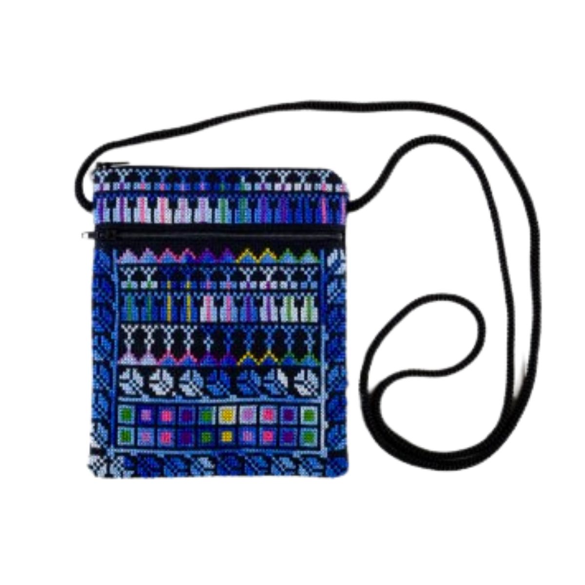 Embroidered Shoulder Purse - Bethlehem, Blue
