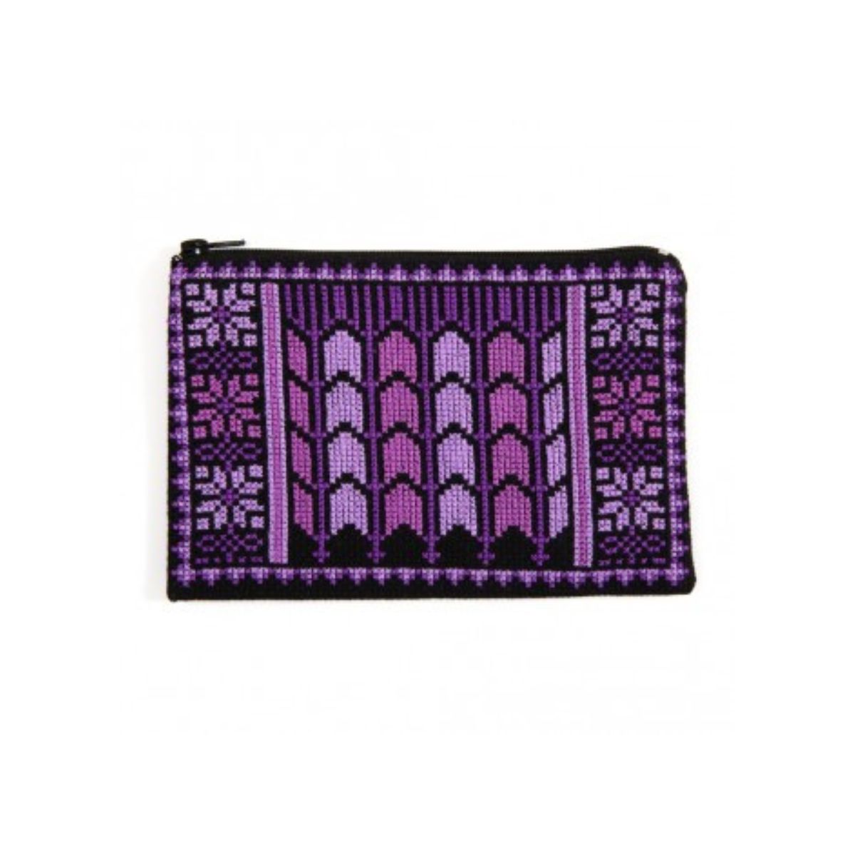 Embroidered Makeup Bag - Date Palm, Lavender