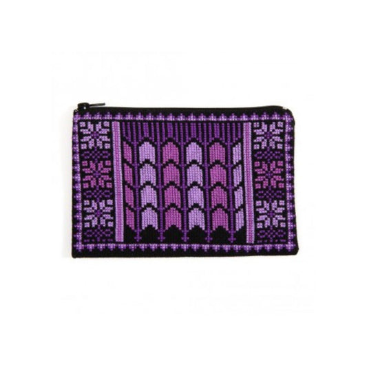 Embroidered Makeup Bag - Date Palm, Lavender