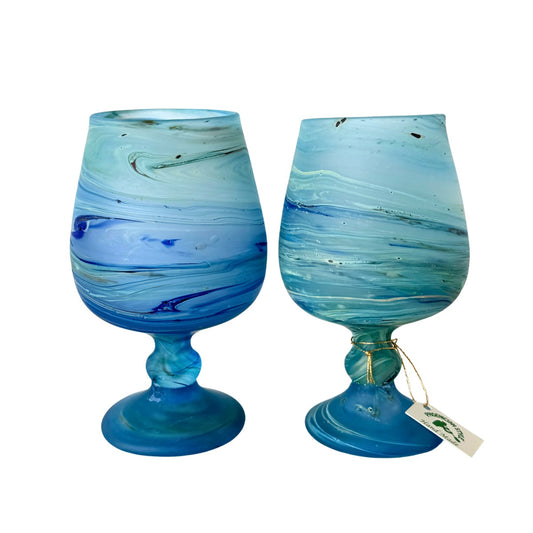 Phoenician Glass Goblets (Set of 2) - Aqua