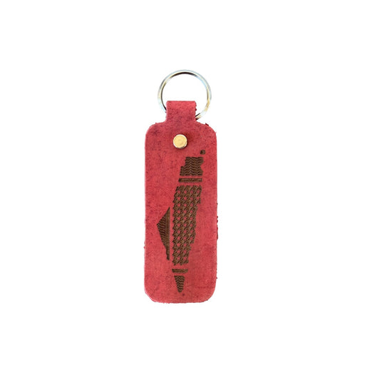Leather Keychain - Keffiyeh Map of Palestine