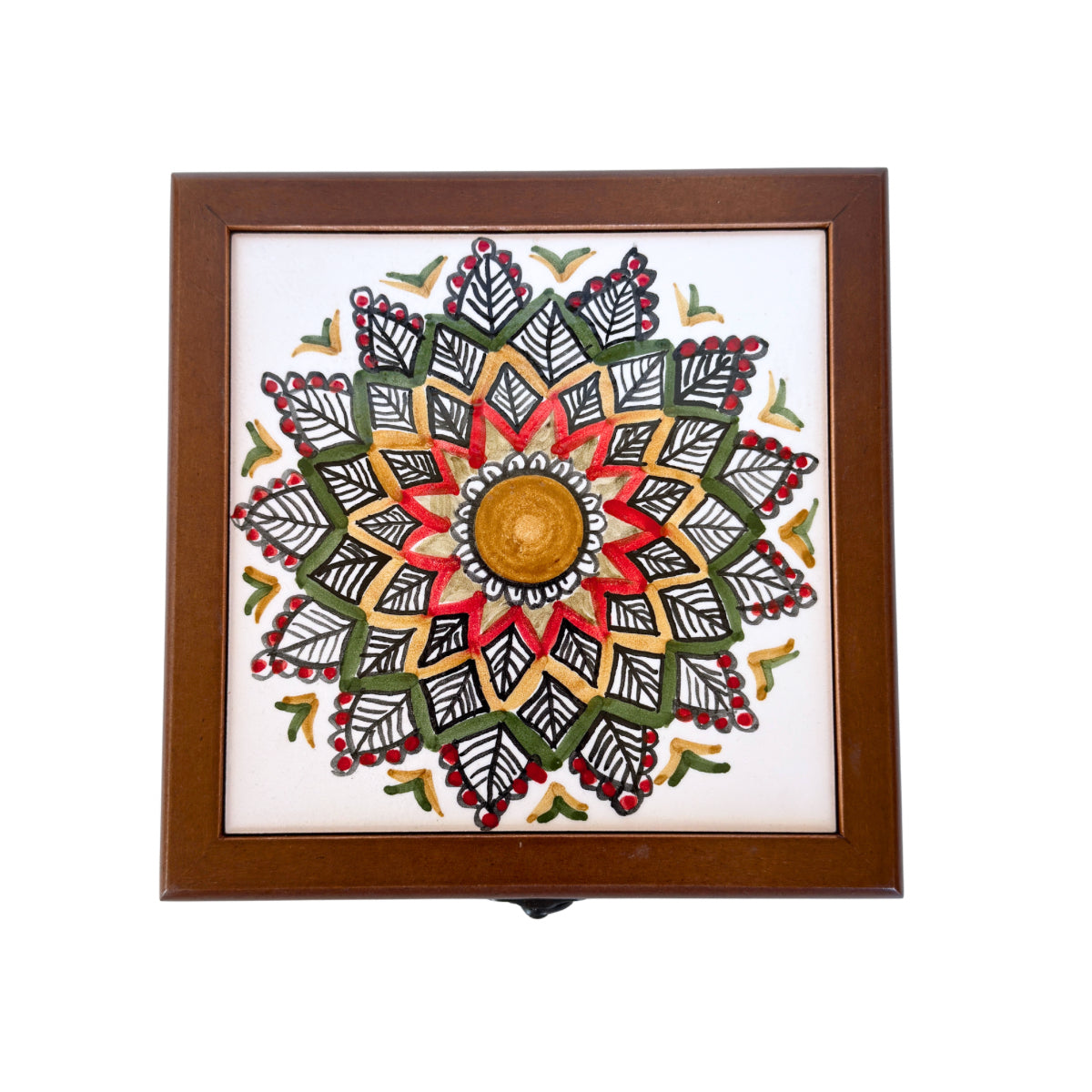 Wooden Box with Ceramic Tile (8")- Arabesque