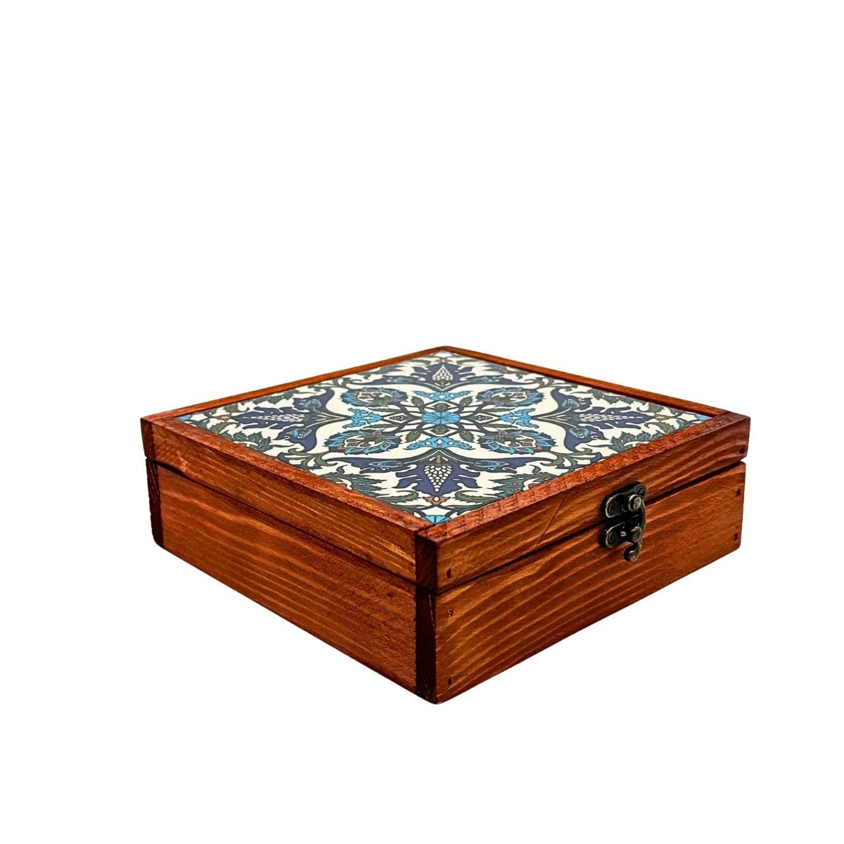 Tile Box Wood and Ceramic Tile Box - Leaves – Shop Palestine