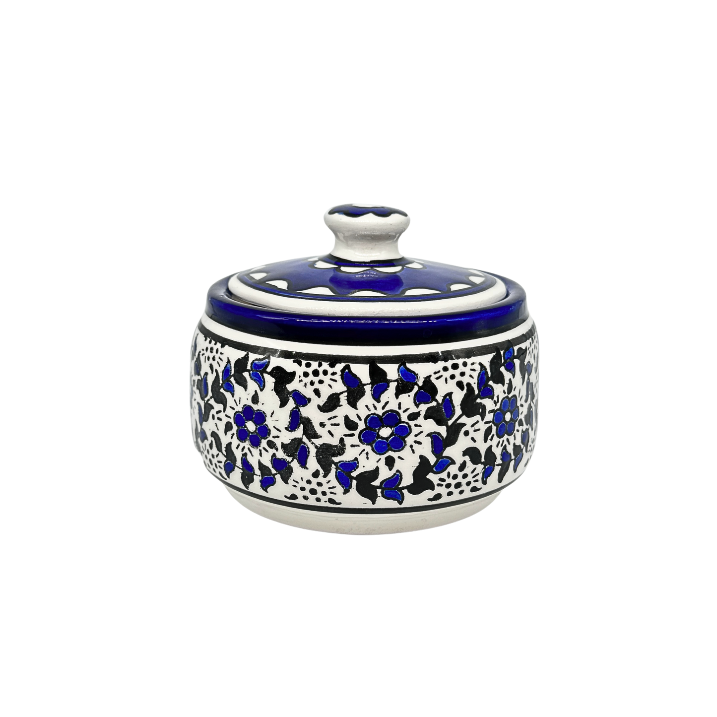 Ceramic Jar w/Lid - Blue Vine