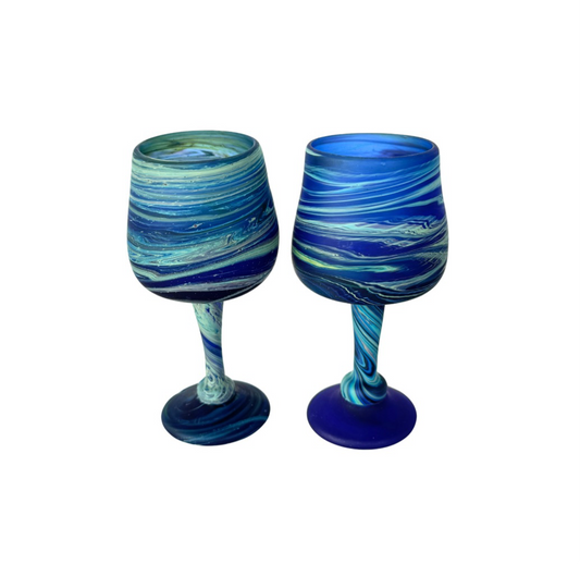 Phoenician Glass Goblets (Set of 2) -  Blue