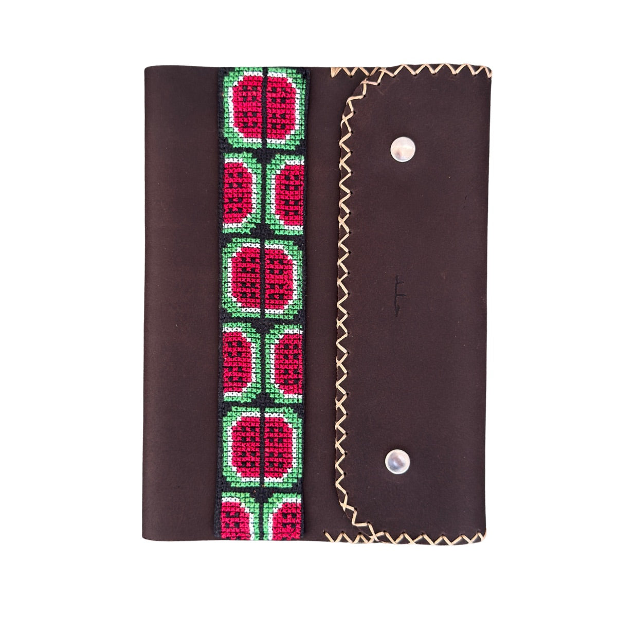 Leather Journal w/Embroidery - Watermelon