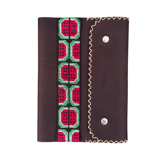 Leather Journal w/Embroidery - Watermelon
